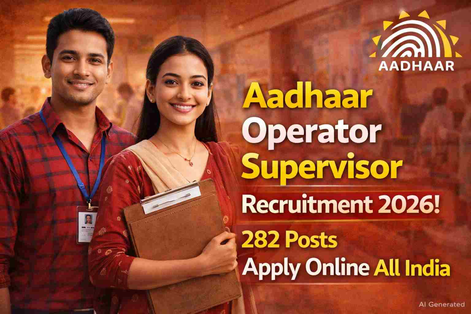Aadhaar Operator Supervisor Recruitment 2026 Notification OUT | 282 Posts Apply Online All India 1 Aadhaar Operator Supervisor Recruitment 2026