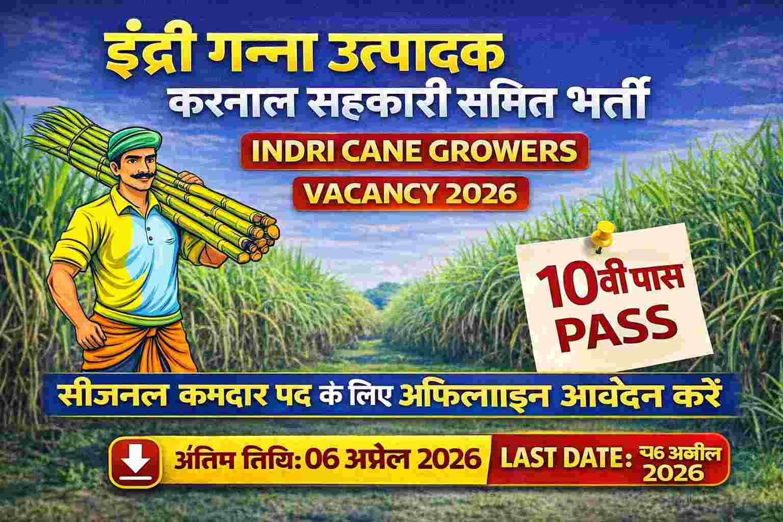 Indri Cane Growers Cooperative Society Vacancy 2026