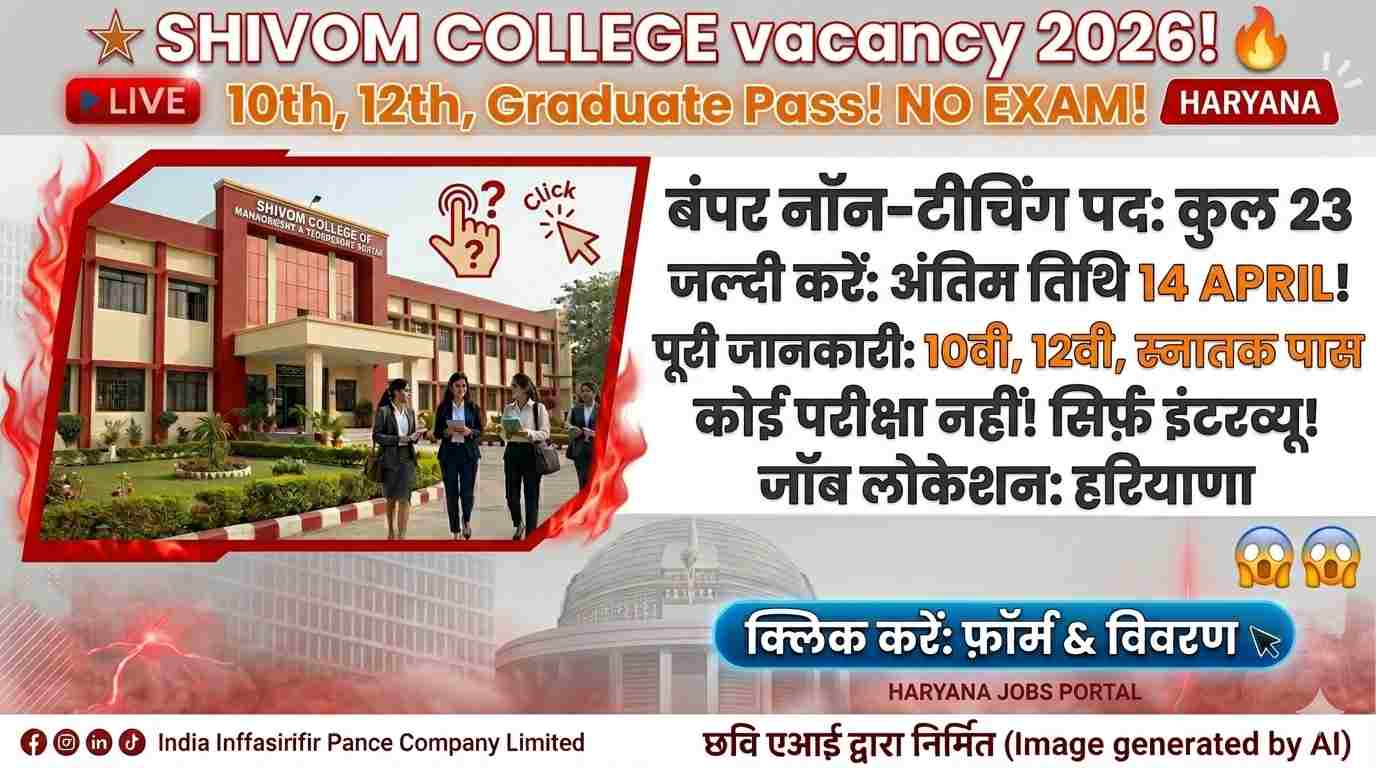 Shivom College of Management & Technology Recruitment 2026: 23 Non-Teaching Posts, Apply Offline/Email 1 Shivom College of Management & Technology Recruitment 2026