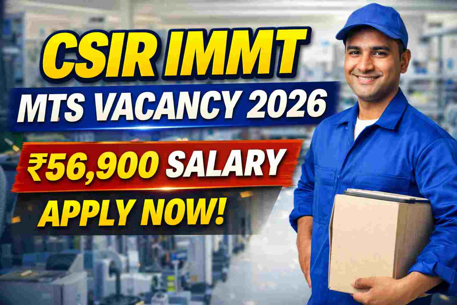 CSIR IMMT MTS Recruitment 2026 Apply Online – 10th Pass Jobs, Salary ₹56,900 1 CSIR IMMT MTS Recruitment 2026