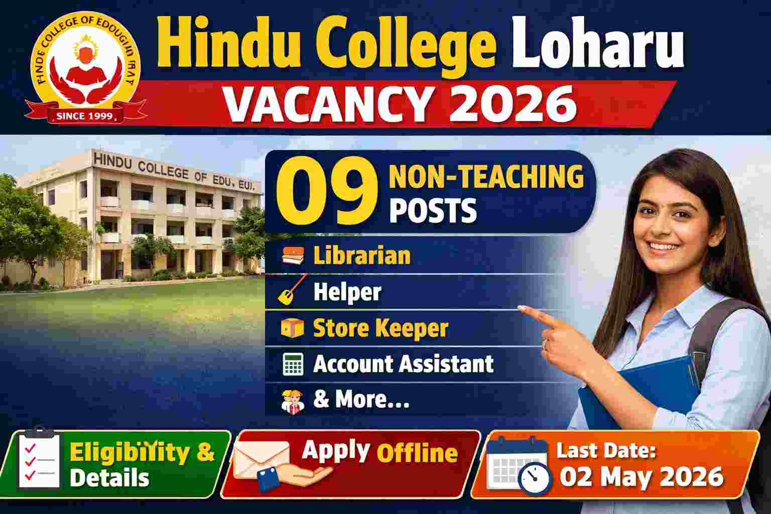 Hindu College Loharu Recruitment 2026
